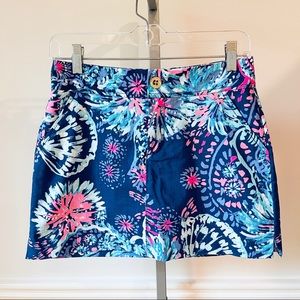 LILLY PULITZER SKORT 00 XXS BLUE PINK PURPLE NICE